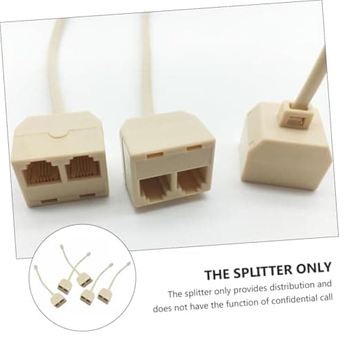 jojofuny 5 Pcs Rj11 Socket Splitter Telephone Plug Adapter Beige Plastic — view 6