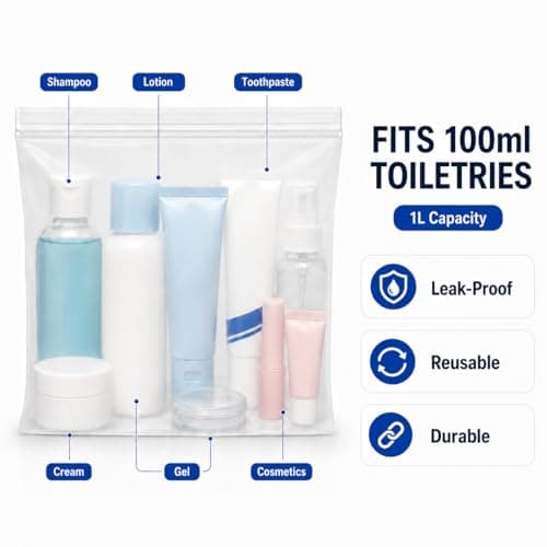 Airport Liquid Bags, 8 Pack 20 x 20cm Clear Travel Bag for Hand Luggage — view 3