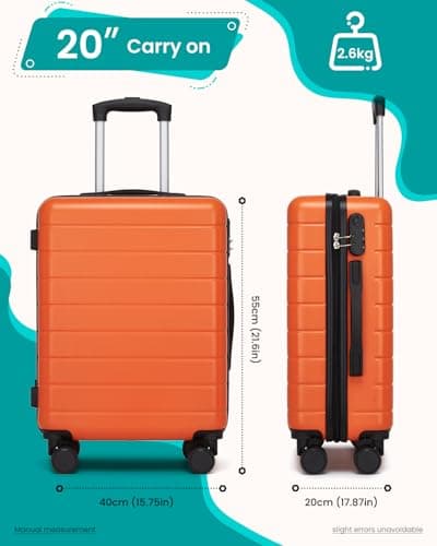 Shavont 20 Inch Cabin Suitcase 55x40x20 Carry on Hardshell Luggage (Orange) — view 4