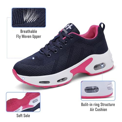 Womens Orthopedic Trainers Running Shoes Air Cushion Athletic Sports Lightweight Tennis Walking Sneakers Casual Mesh Breathable Ladies Fashion Plantar Fasciitis Jogging Shoes Blue Rose UK 7 — view 4
