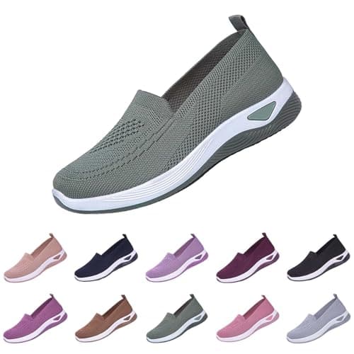 cfpqv Slip On Trainers Women's Orthopaedic Shoes Lightweight Mesh Sports Shoes Breathable Trainers Walking Shoes Gym Fitness Running Shoes Running Walking Road Running Shoes Bequme Slip-On Shoes Size — view 5