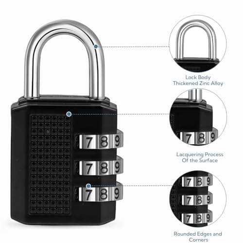 JIAGUAN 2 Pack 3 Digit Combination Padlocks For Storage School Backpack Locker Tool Box Luggage Locks Black — view 2