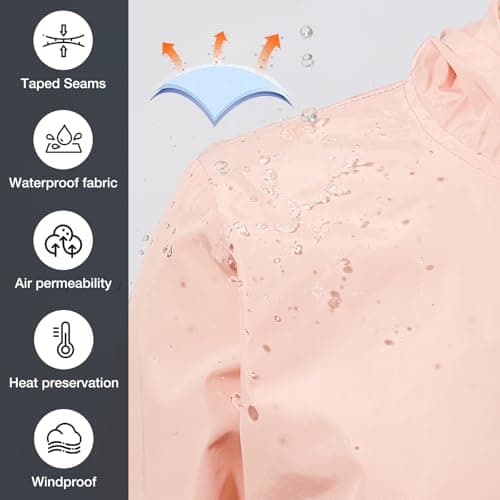 PONCEAU Ladies Lightweight Waterproof Jacket Windbreaker Thin Hooded Trenchcoats Bike Rain Jackets Windcheater Packable Travel Active Outdoor Lightweight — view 4