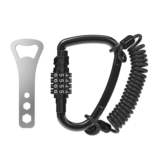 UP Security Combination Lock D Ring with Retractable Cable, 4 Digit Combo Lock for Helmet Safe, Backpack, Luggage Anti-Theft, Stroller, Scooter, Gym Locker, Fence, Travel, Outdoor Use (D Ring, Black)