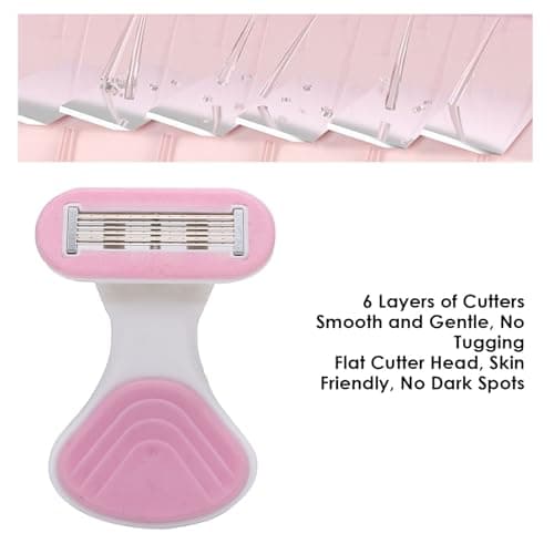 Maqulae Women Travel Mini Shaving Kit, 6 Layer Cutters Portable Travel Shaving Kit with Foldable Non Slip Handle 3 Refills, for Smooth Hair Removal (Pink) — view 4