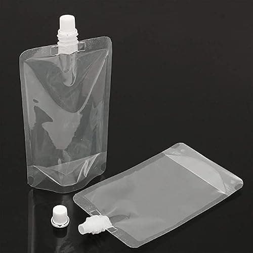 Yukiyi 20pcs 250ml Refillable Drink Pouches for Festivals Essentials Festival Accessories Clear Travel Plastic Flasks Cruise Kit Reusable Juice Bags Drink Container Party Christmas Hot Cold Beverage — view 4