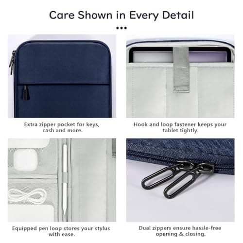 Dadanism 13 Inch Tablet Sleeve Padded Carrying Case, Dark Blue — view 5