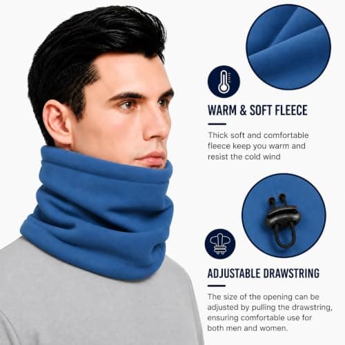HGDGears Unisex Winter Outdoor Thermal Snood Fleece Ski Neck Warmer (Blue) — view 4