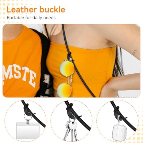 ivoler Crossbody Phone Lanyard Adjustable Neck Strap with Secure Patch Holder, Compatible with Most Smartphones – Durable, Hands-Free, Anti-Theft, Multifunctional with Earbud/Glasses Hook – Black — view 5