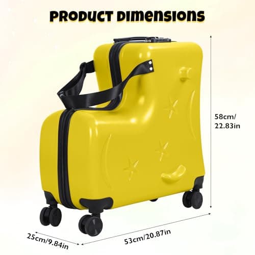 toilmua Kid's Ride-On Luggage with Spinner Wheels, 20" Foldable & Removable Hardside Ride On Suitcase with Child Seat 10 Degree Forward Tilts Trolley Expandable Luggage 40KG Capacity 1 Set — view 2