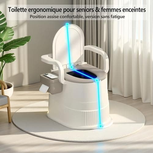 RVTENRIO Portable Toilet Chair with Backrest and Armrests – Blue — view 5