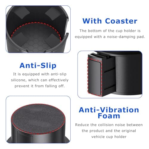 Car Cup Holder Expander, Universal Cup Holder Adapter with Expandable Insert for Large Bottles and Mugs, Fits 0.4–1.2 L Containers, 3.2–4.1 in Diameter — view 3