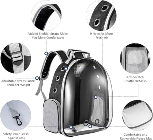 Premium Pet Carrier Backpack with Transparent Bubble Window - Breathable Space Capsule Travel Bag for Small Dogs, Cats & Rabbits, Ventilated Comfortable Rucksack. — view 2