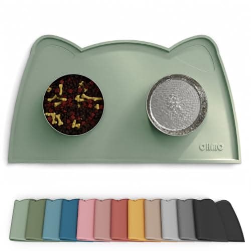 OHMO Silicone Cat Food Mat for Food&Water Bowls, 46x25cm, Sage Green