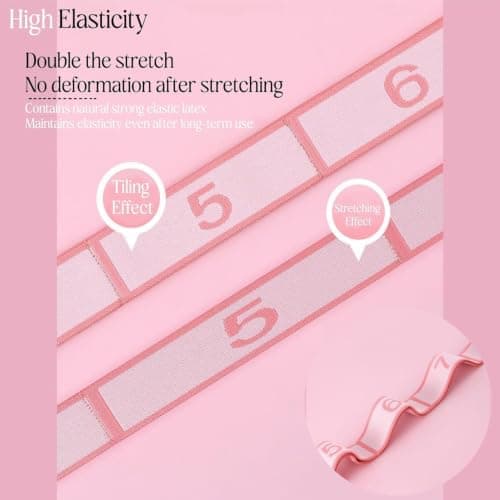 Elastic Yoga Stretching Strap with Loops, Pilates, Ballet, and Physical Therapy Stretching Bands for Flexibility, Leg Stretching, and Exercise (Mocha Brown) — view 6