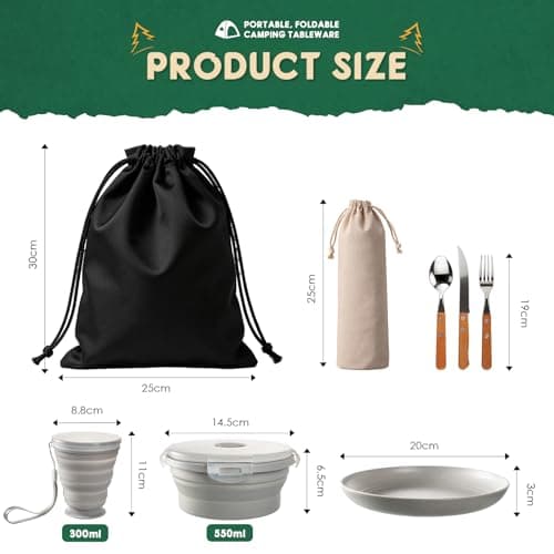 IONEKIUK 6 in 1 Foldable Camping Mess Kit Camping Cutlery Set for 1 — view 2