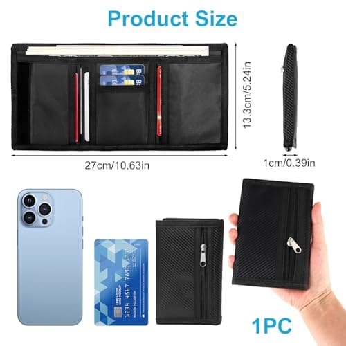 Slim Wallets for Men UK Carbon Fibre Black RFID Blocking Anti Theft Secure — view 2