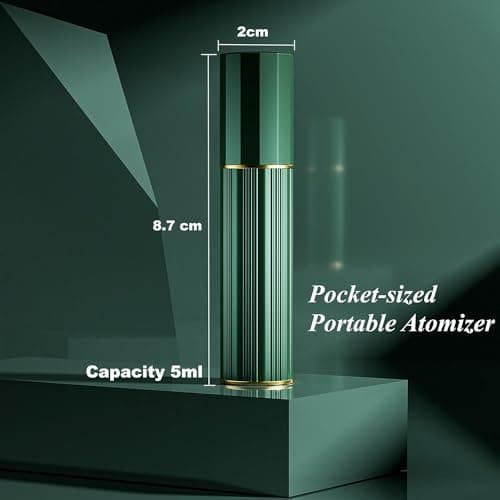 Aurdox Perfume Atomiser, Refillable & Portable Perfume Bottle for Travel, 5ml Small Spray Bottles with Bottom Pump, Dispensers for Women and Men, Leaking Proof and Luxurious Design(Gold & Green) — view 6