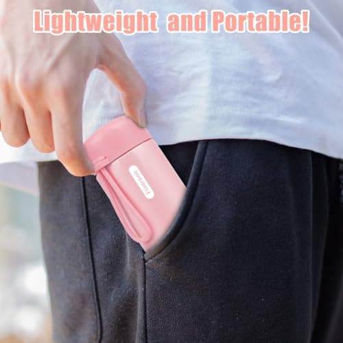 flintronic 150 ML Mini Thermal Flask, Stainless Steel Insulated Water Bottles, Double Wall Vacuum Small Flask, Leakproof Drinks Bottle with Carry Handle for Hot&Cold Drinks, Coffe, Juice - Pink — view 6