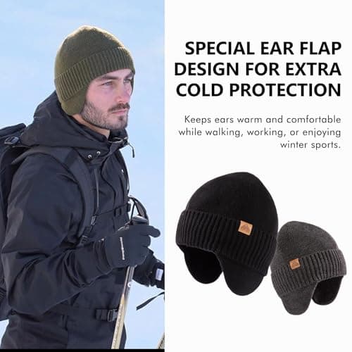 TOP-EX Merino Wool Waterproof Beanie for Men Women Navy Blue M/L — view 3
