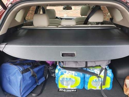 Powerty Only Fit for Cargo Cover Hyundai Tucson 2016 2017 2018 2019 2020 2021 Retractable Trunk Shielding Shade Cargo Luggage Cover Carbon Fiber Texture (Updated Version:no Gap) — view 3