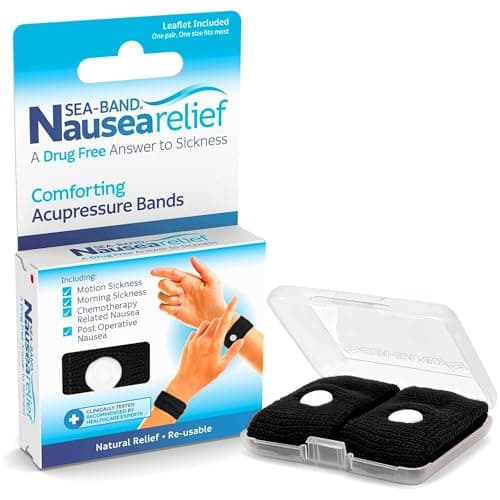 Sea-Band Black Adult Travel & Motion Sickness Acupressure Wristband, 1 Pair