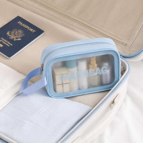 2-Pack Blue Clear PVC Toiletry Bag Set, Waterproof Travel Wash Pouches — view 4