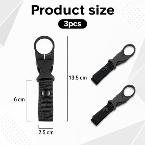 HOQBFSN 3 Pack Tactical Water Bottle Holder Clip, Adjustable Serrated Cup Loop with Quick Release Buckle, Heavy Duty Nylon Webbing Bottle Hanging Strap for MOLLE Backpack Hiking Cycling Camping Travel — view 2