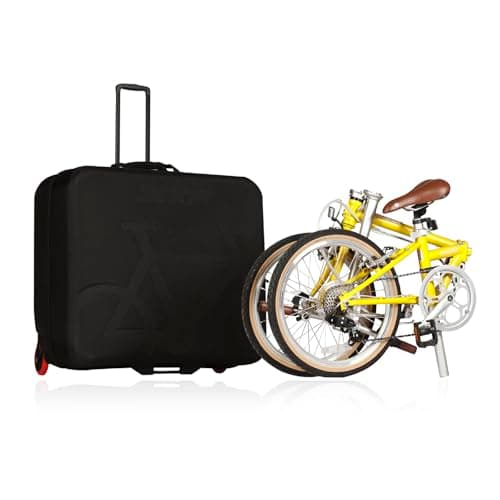 Tbest Folding Bike Travel Case Bike Transport Case Travel Storage Box Hard Shell EVA with Foam Padding Wheels and Top Handle for Folding (E2521) — view 4