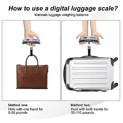2 Pcs - silver Travel Digital Luggage Scale - Portable Baggage Scale - Suitcase Weight Scale - Ideal for Travel Scale Luggage Weight - 110LB/50KG, Includes Battery - Temperature Display Hanging Scales — view 2