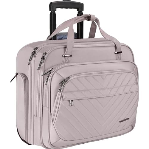 VANKEAN Rolling Laptop Bag Women Wheels, 15.6 Inch Briefcase Travel Black