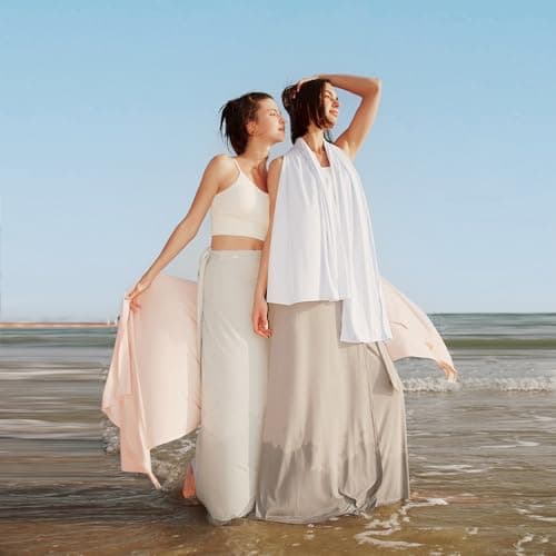 OHRAIN Sun Shawl UV Sun Protection UPF 50+ Beach Travel Scarf Wrap Summer Swimsuit Cover Up Cooling Blanket, Upgrade Light Grey, One Size — view 5