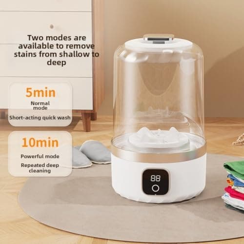Hosrivae Portable Washing Machine, USB Rechargeable 1L Laundry Washer Underwear and Socks, Wireless Travel Cleaner with 2 Modes, Compact (Blue) — view 2
