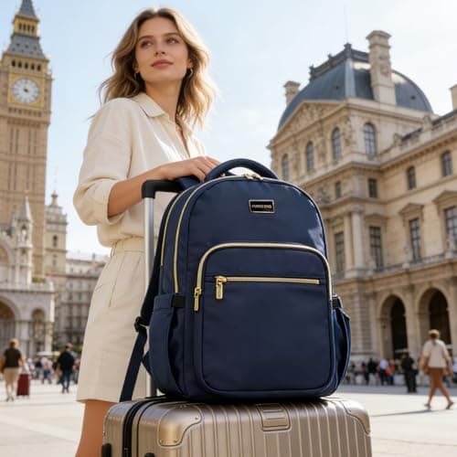 POWER KING 15.6'' Laptop Backpack Womens/Mens, Waterproof Rucksack Bag with Anti-theft Pouch, Lightweight Small Backpack Casual Daypack for Travel/College/Work (Navy Blue, 25L) — view 6
