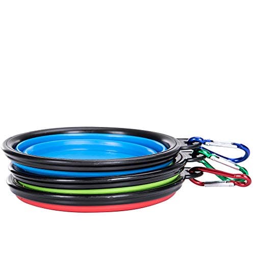 Collapsible Travel Dog Water Bowl Portable Cat Pet Silicone Food Bowl 3 Sets, Feeding trough Portable Drinking Water Drinker with Water Hook — view 2