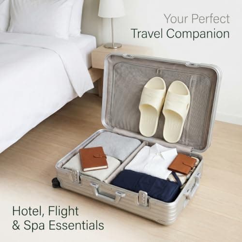 EQLEF Hotel Slippers, Plastic Portable Travel Slippers Anti-slip Foldable Shower Slipper for Hotel Bathroom Spa (Beige, UK Footwear Size System, Adult, Women, Numeric, Medium, 4.5) — view 3