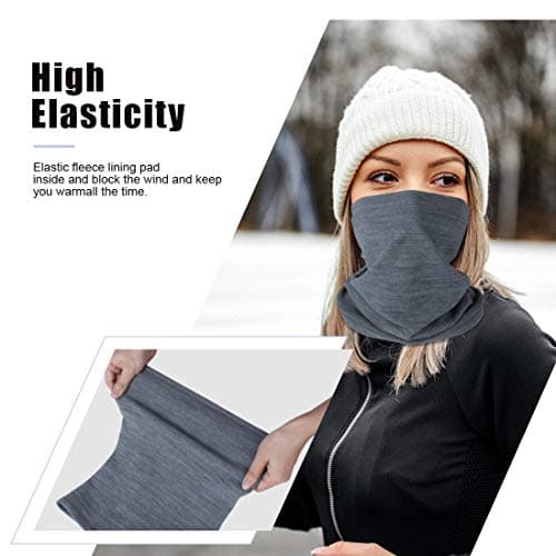 Neck Warmer Snood for Men & Women,Winter Neck Gaiter Fleece Bandana Face Covering Mask Windproof Neck Scarf Neckwear for Outdoor Sports Motorcycle Skiing Running Cycling (Grey) — view 2