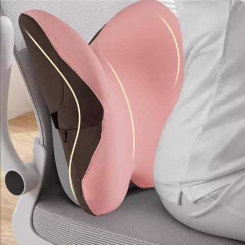 beolur Butterfly Memory Foam Lumbar Support Pillow – Removable Washable Cover, Dual-Core Support for Office & Car(PINK) — view 5