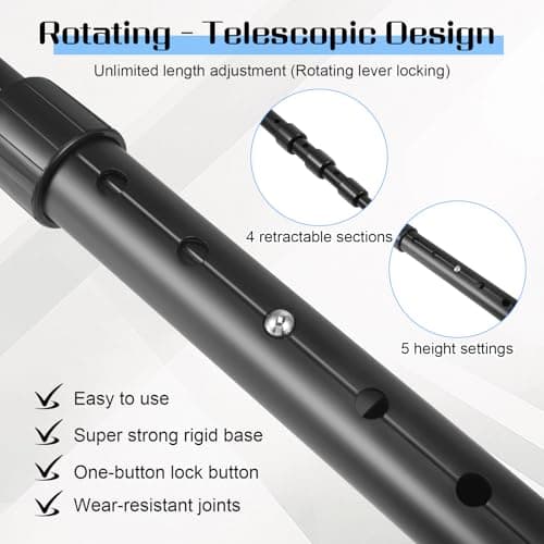 Golf Travel Bag Support Rod, Anti-impact Support Cover, Aluminum Alloy Height Adjustable 4 Telescopic Pole, Portable Golf Club Bag Stiff Arm Support Protector Accessory, Support Stick Pole System — view 5