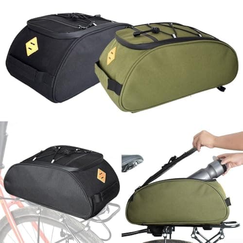 Honseadek Bicycle Rear Rack Bag Waterproof Nylon Bike Trunk Bag Foldable Cycling Luggage Carrier with Large Capacity for Mountain Bike Travel(green) — view 5