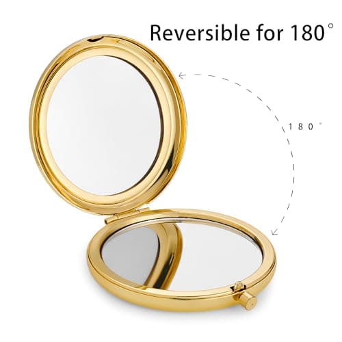 QUSTGO Compact Mirror, Pocket Travel Makeup Mirror for Purse, Metal Round Shell, 2-Sided 1X/2X Magnifying, Portable, Folding, Handheld, Gold, 12 Pack — view 5