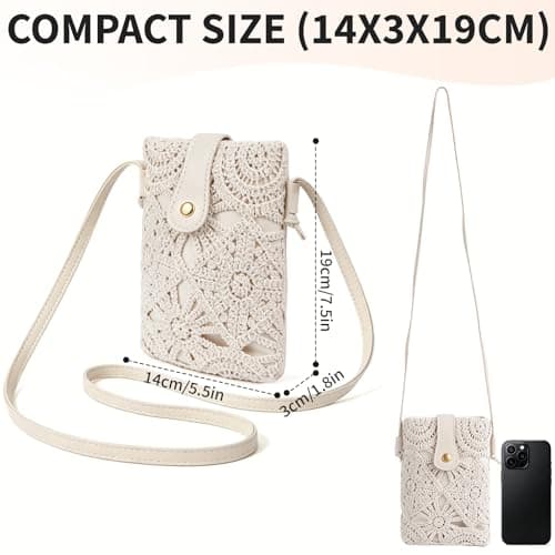 Poeruse Crochet Handbags, Summer Straw Bag, Straw Crossbody Bags for Women, Summer Beach Travel Clutch Handbag (White) — view 4