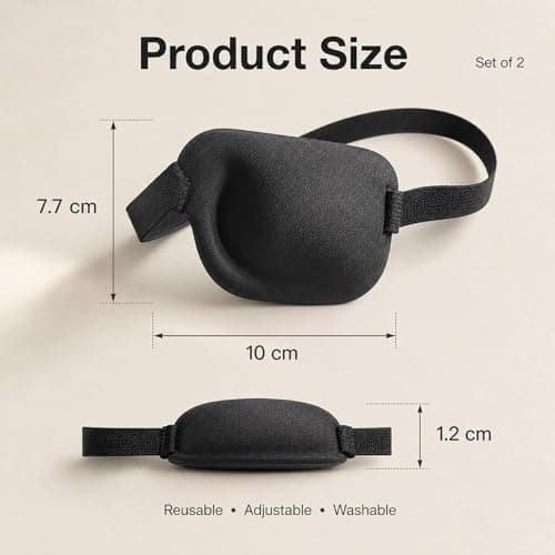 2 Pcs 3D Contoured Sleep Eye Mask – Adjustable Blackout Eye Patch for Right or Left Eye, Soft Breathable Night Blindfold for Travel, Shift Work, Daily Relaxation – One Eye Cover for Light Sensitivity — view 2