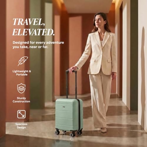 LUGG - Jetset 40cm Suitcase - 40x30x20cm- Ryanair Compatible - Underseat Size - Hard Shell ABS - Spinner & Removable Wheels - Lightweight Travel Luggage -Sage Green — view 2