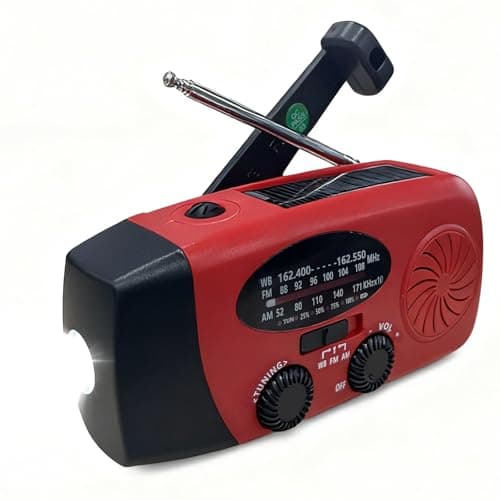 Wind Up Solar Radio, 2000mAh Rechargeable USB Phone Charger, Survival Hand Crank AM/FM Emergency Weather Radio,SOS Alarm, LED Bright Flashlight for Outdoor Camping, Hiking — view 3