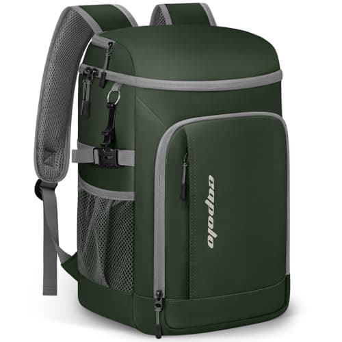Capolo Portable Travel Cooler Backpack for Camping Picnic (Green Leather, 36 Cans)