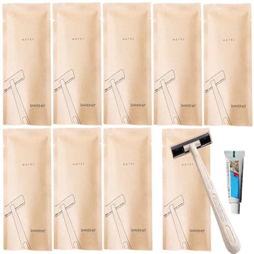 10Pack Luxury Individually Wrapped Hotel Disposable Razors Kit With Shave Cream; Clean and Hygienic; Portable Travel Razor Toiletries Amenities; Guest Shaving Razor Set for Home Hotel Travel