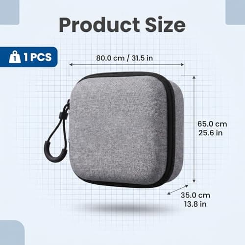 Hopzab Hard Shell Case for Headphones & Cables, Shockproof Earbud Pouch, Portable USB Organiser for Backpacks, Dustproof, Water-Resistant Storage, Grey, 8.5x8.5x3.5cm — view 2