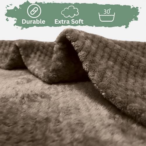 Bear & Panda Waffle Flannel Fleece Mink Throw - Sofa/Bedspread/travel Blankets – Honeycomb Super Soft, light-weighted, Warm, Cosy Large Size Single, Double, King - Chocolate King (200x240cm) — view 6