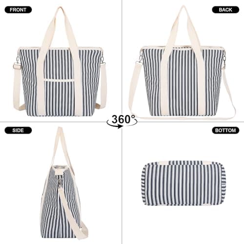 Nanxson 9L/15L/29L Large Insulated Lunch Bag for Women Adult Reusable Leakproof Picnic Lunch Box Freezable Cooler Tote Bag (29L,B-Navy Stripe) — view 2
